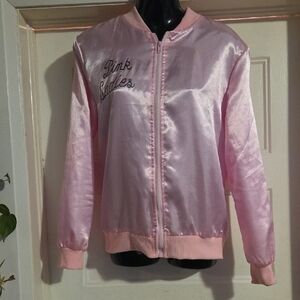 Pink Ladies Satin Bomber Jacket - Pink